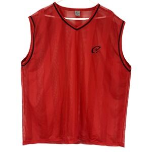 Claudio Nucci Mens Red Mesh V Neck Sleeveless Athletic Jersey 2X Logo